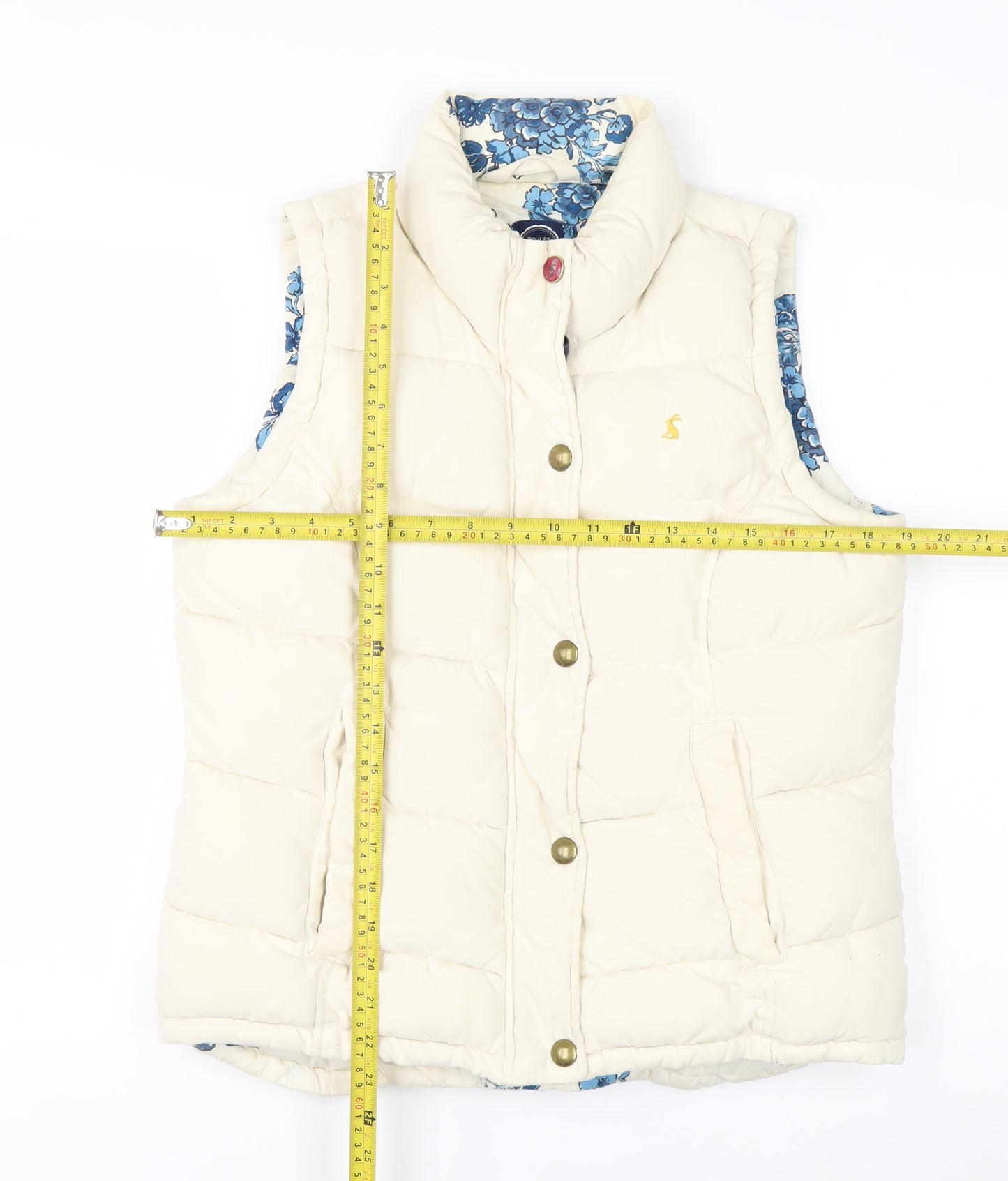 Joules Women's Ivory Puffer Waistcoat Size 12 Quilted Gilet