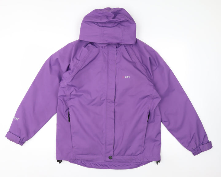 X-Life Women's Purple Waterproof Hooded Rain Jacket Size S 10-12 UK