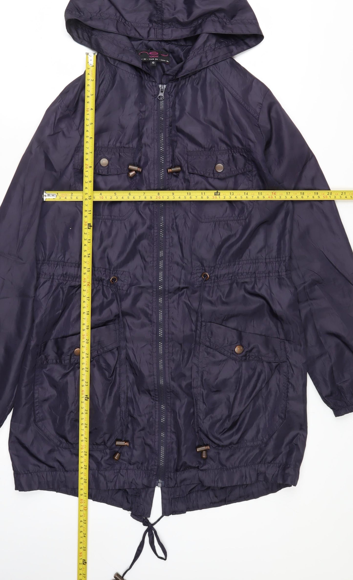New Look Women's Navy Hooded Parka Jacket Size 10 Polyester