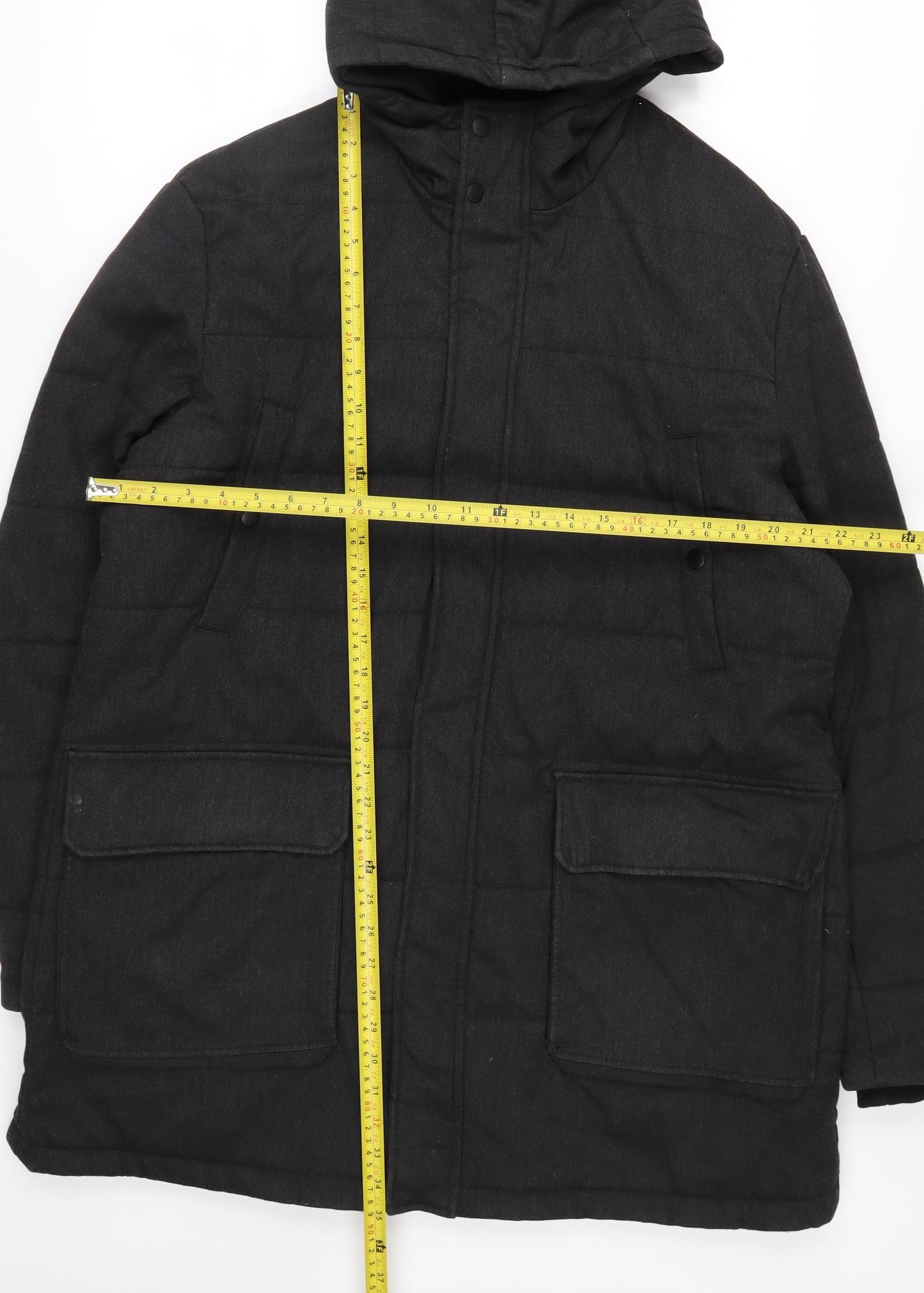 Next Mens Black XL Hooded Puffer Coat Winter Casual Jacket