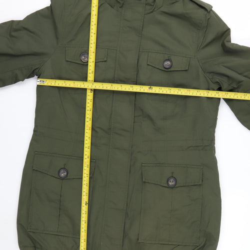 G.H. Bass & Co. Men's Green Mid-Length Parka Jacket M Hooded Faux Fur Lined