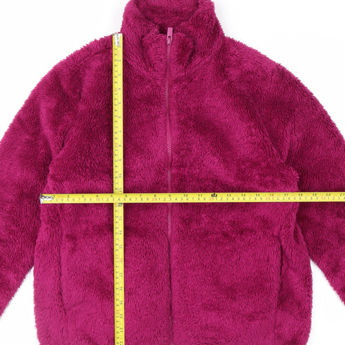Uniqlo Womens Pink Fleece Full Zip Hoodie M Warm Lined Casual