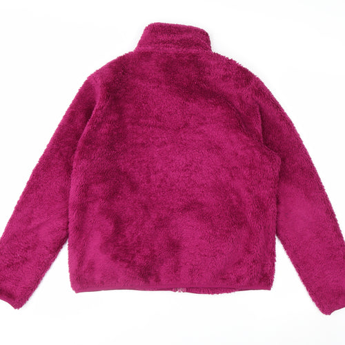 Uniqlo Womens Pink Fleece Full Zip Hoodie M Warm Lined Casual