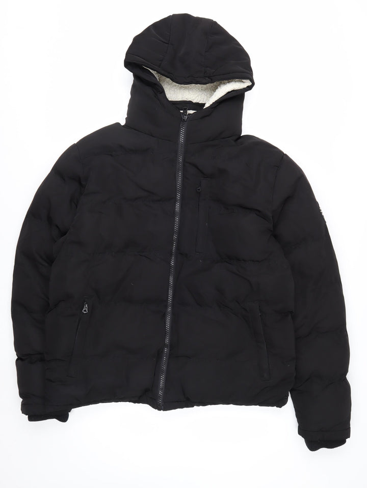SoulCal & Co Men's Black Hooded Puffer Jacket L Winter Warm Casual