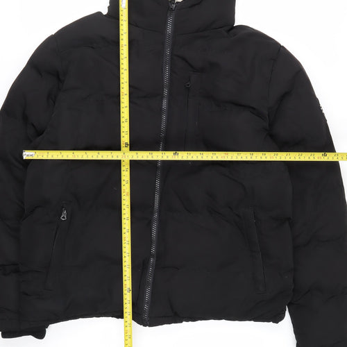 SoulCal & Co Men's Black Hooded Puffer Jacket L Winter Warm Casual