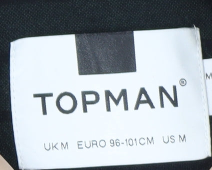 Topman Men's Black Striped Long Sleeve Button-Up Shirt Size M