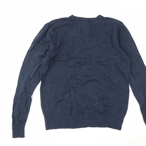 Lee Cooper Men's Blue Cotton Crew Neck Pullover Jumper Size L