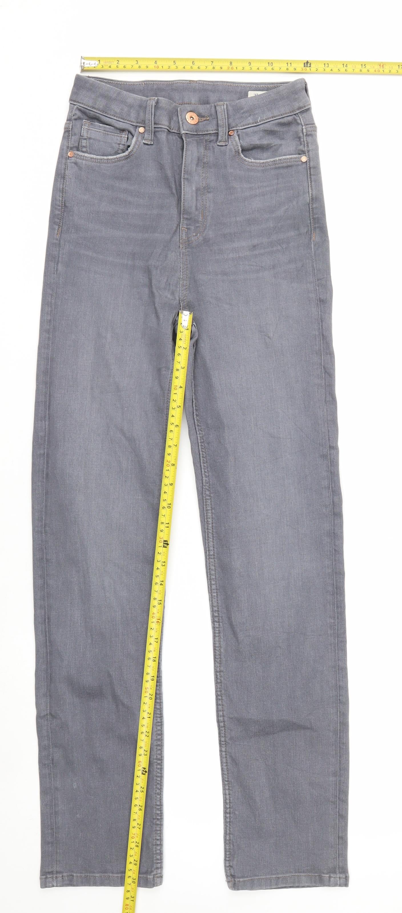 Marks and Spencer Women's Grey Straight Jeans Size 8 Regular Fit