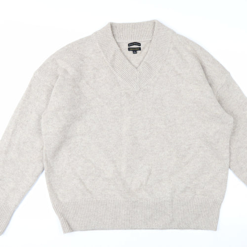 Mercer & Madison Men’s Beige Wool Blend V-Neck Jumper Size L