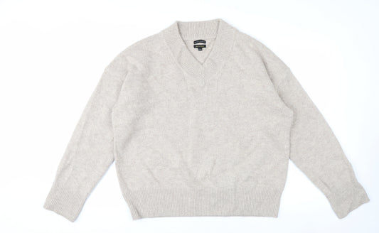 Mercer & Madison Men’s Beige Wool Blend V-Neck Jumper Size L