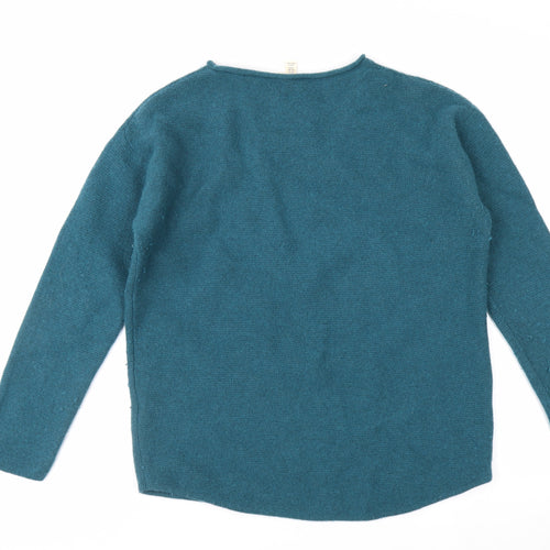 Seasalt Cornwall Women Blue Wool Blend Crew Neck Jumper UK 12