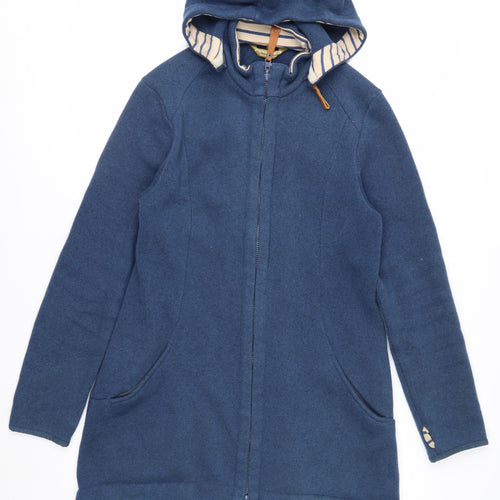 Finside Women Blue Hooded Parka Coat Size 12 Polyester Fleece