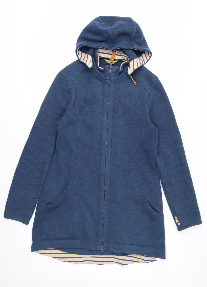 Finside Women Blue Hooded Parka Coat Size 12 Polyester Fleece