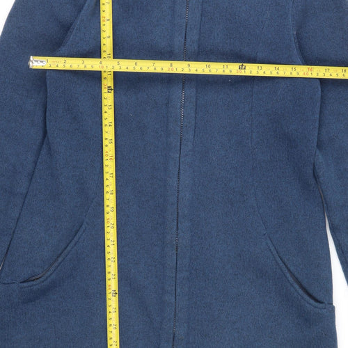 Finside Women Blue Hooded Parka Coat Size 12 Polyester Fleece