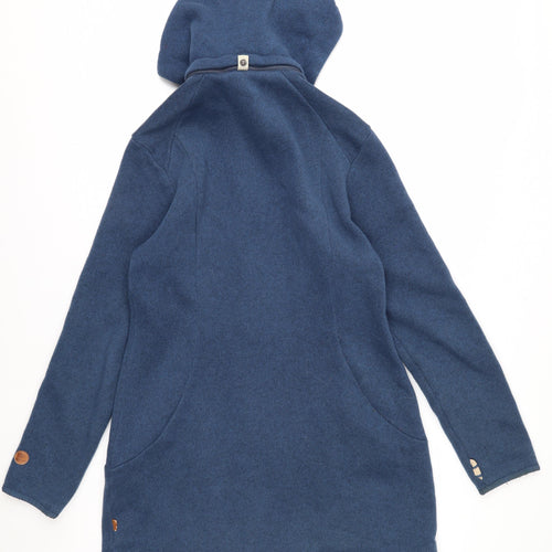 Finside Women Blue Hooded Parka Coat Size 12 Polyester Fleece