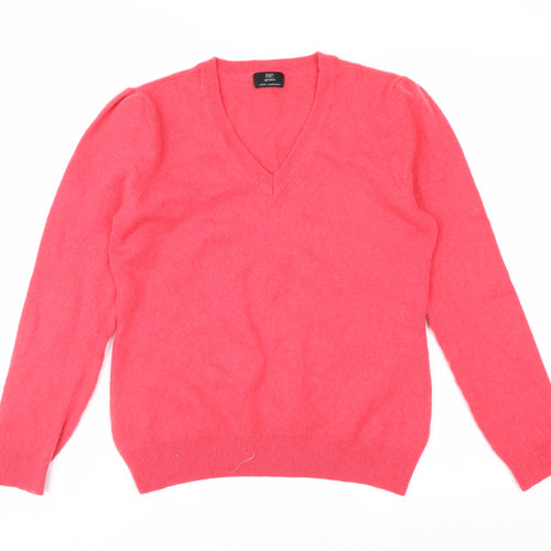 F&F Women's Pink V-Neck 100% Cashmere Jumper Size 14