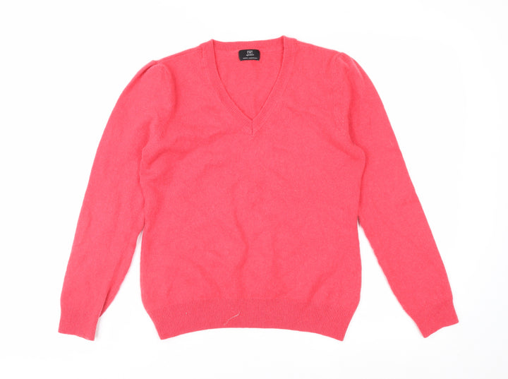 F&F Women's Pink V-Neck 100% Cashmere Jumper Size 14