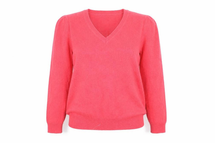 F&F Women's Pink V-Neck 100% Cashmere Jumper Size 14
