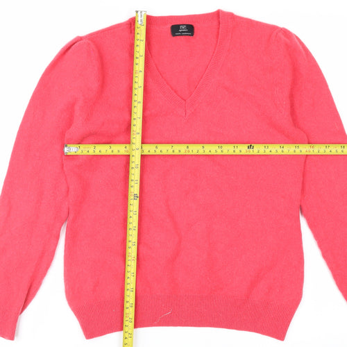 F&F Women's Pink V-Neck 100% Cashmere Jumper Size 14