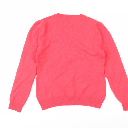 F&F Women's Pink V-Neck 100% Cashmere Jumper Size 14