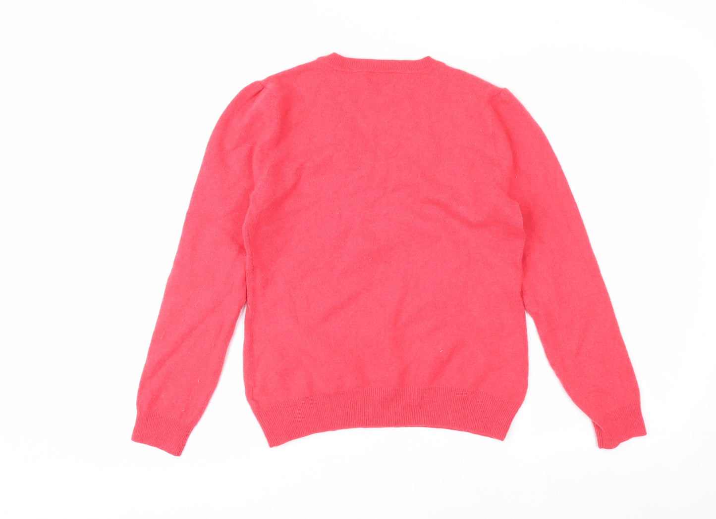 F&F Women's Pink V-Neck 100% Cashmere Jumper Size 14