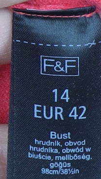 F&F Women's Pink V-Neck 100% Cashmere Jumper Size 14