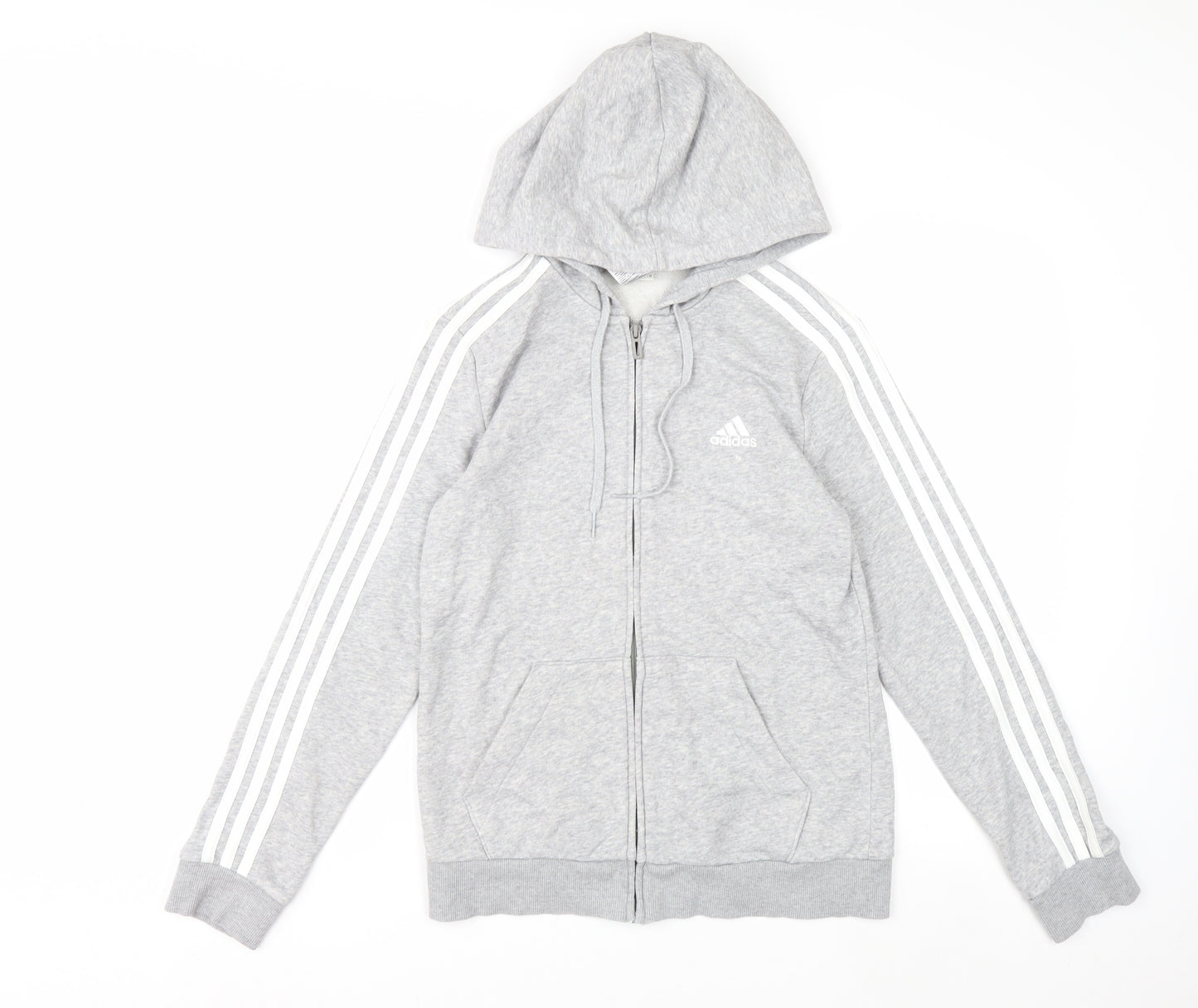 Adidas Women Grey Full Zip Hoodie Size S Soft Fleece Casual