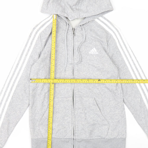 Adidas Women Grey Full Zip Hoodie Size S Soft Fleece Casual