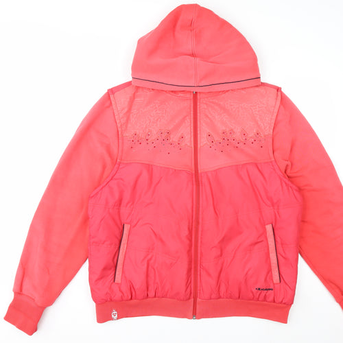 Billcee Women's Pink Hooded Bomber Jacket Size S Casual Full Zip