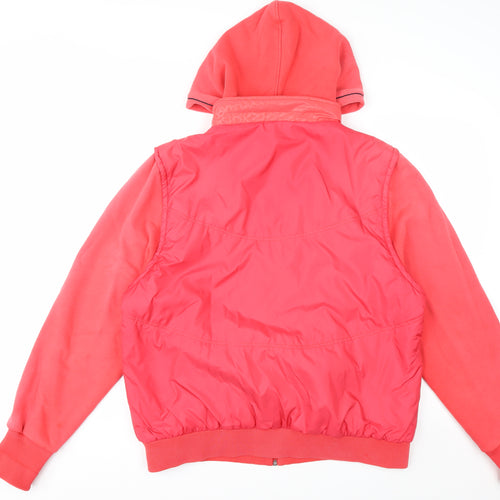 Billcee Women's Pink Hooded Bomber Jacket Size S Casual Full Zip