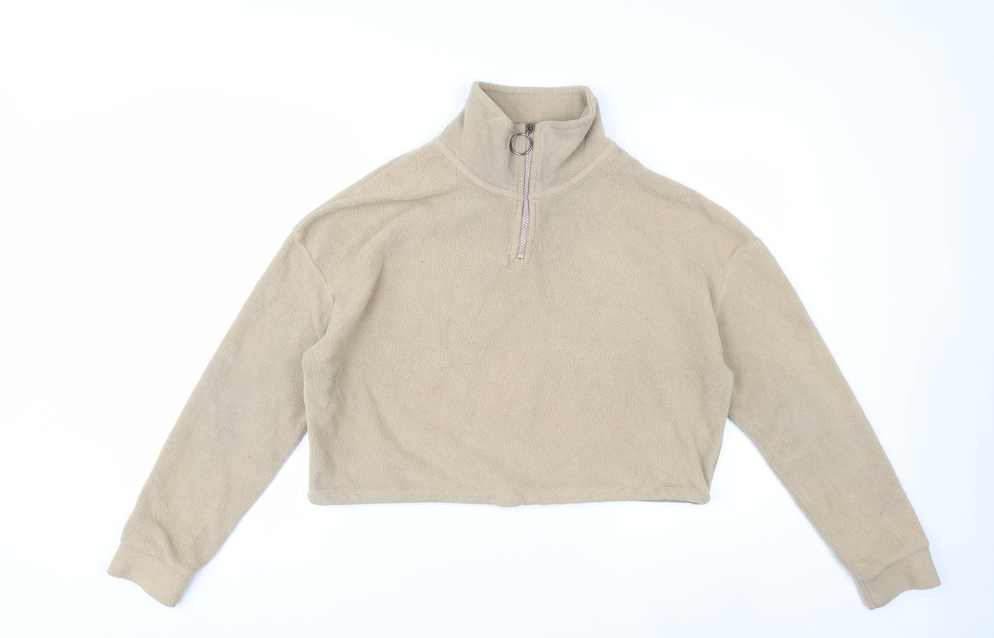 Brave Soul Women's Beige Fleece 1/4 Zip Pullover Sweatshirt M
