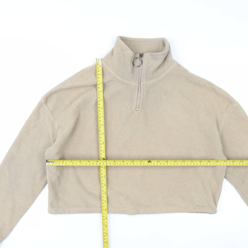 Brave Soul Women's Beige Fleece 1/4 Zip Pullover Sweatshirt M