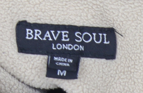 Brave Soul Women's Beige Fleece 1/4 Zip Pullover Sweatshirt M
