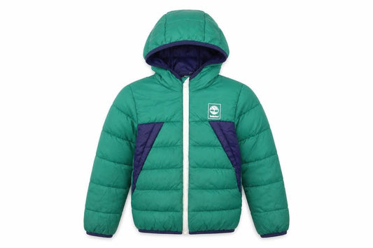 Timberland Boys Green Colourblock Hooded Puffer Jacket 6 Years