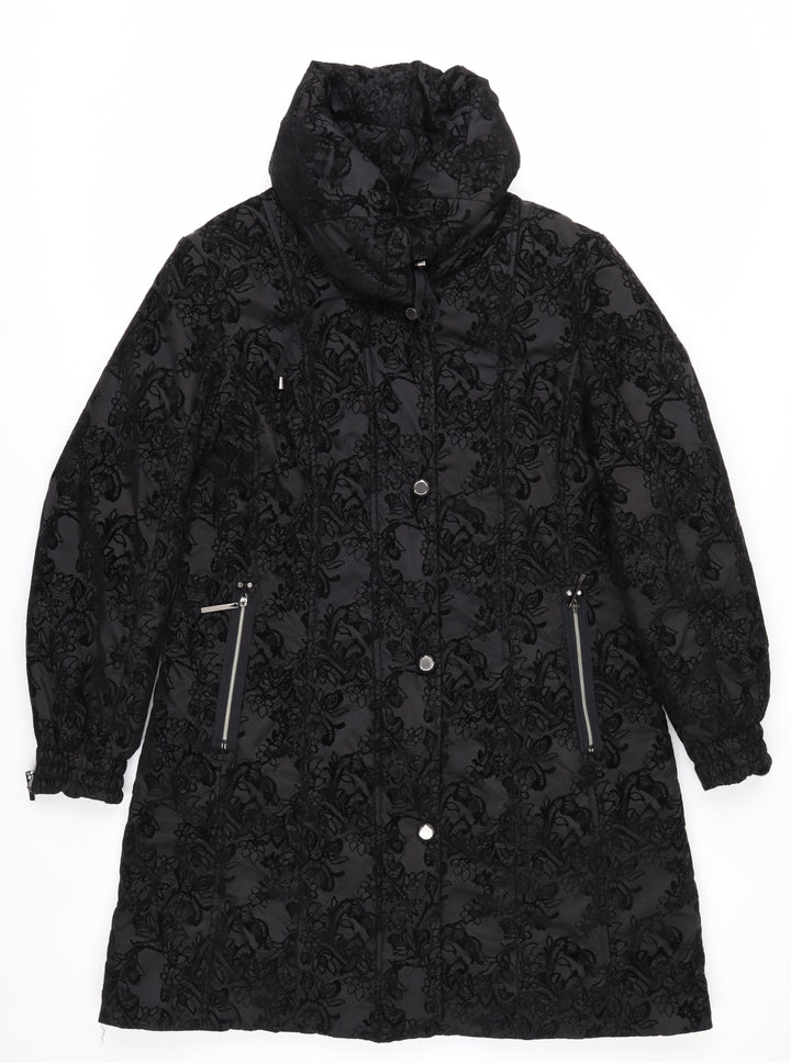 Klass Women’s Black Lace Long Puffer Coat Size M Winter Jacket