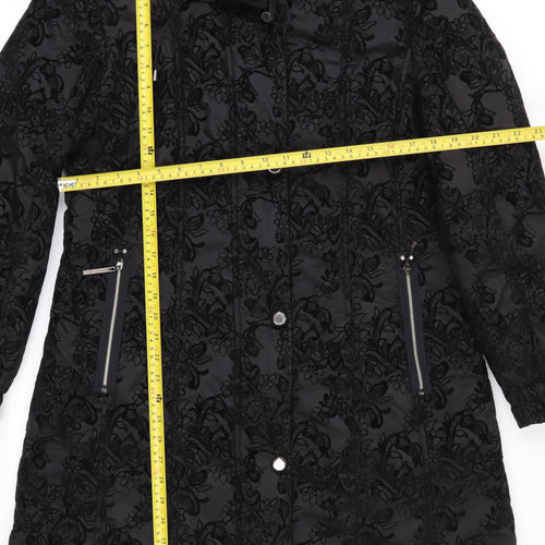 Klass Women’s Black Lace Long Puffer Coat Size M Winter Jacket