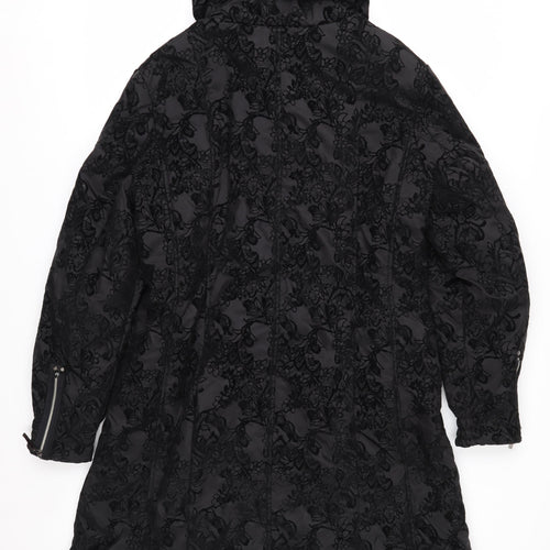 Klass Women’s Black Lace Long Puffer Coat Size M Winter Jacket