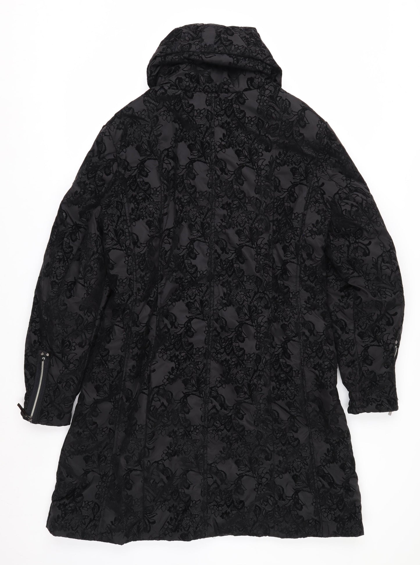 Klass Women’s Black Lace Long Puffer Coat Size M Winter Jacket
