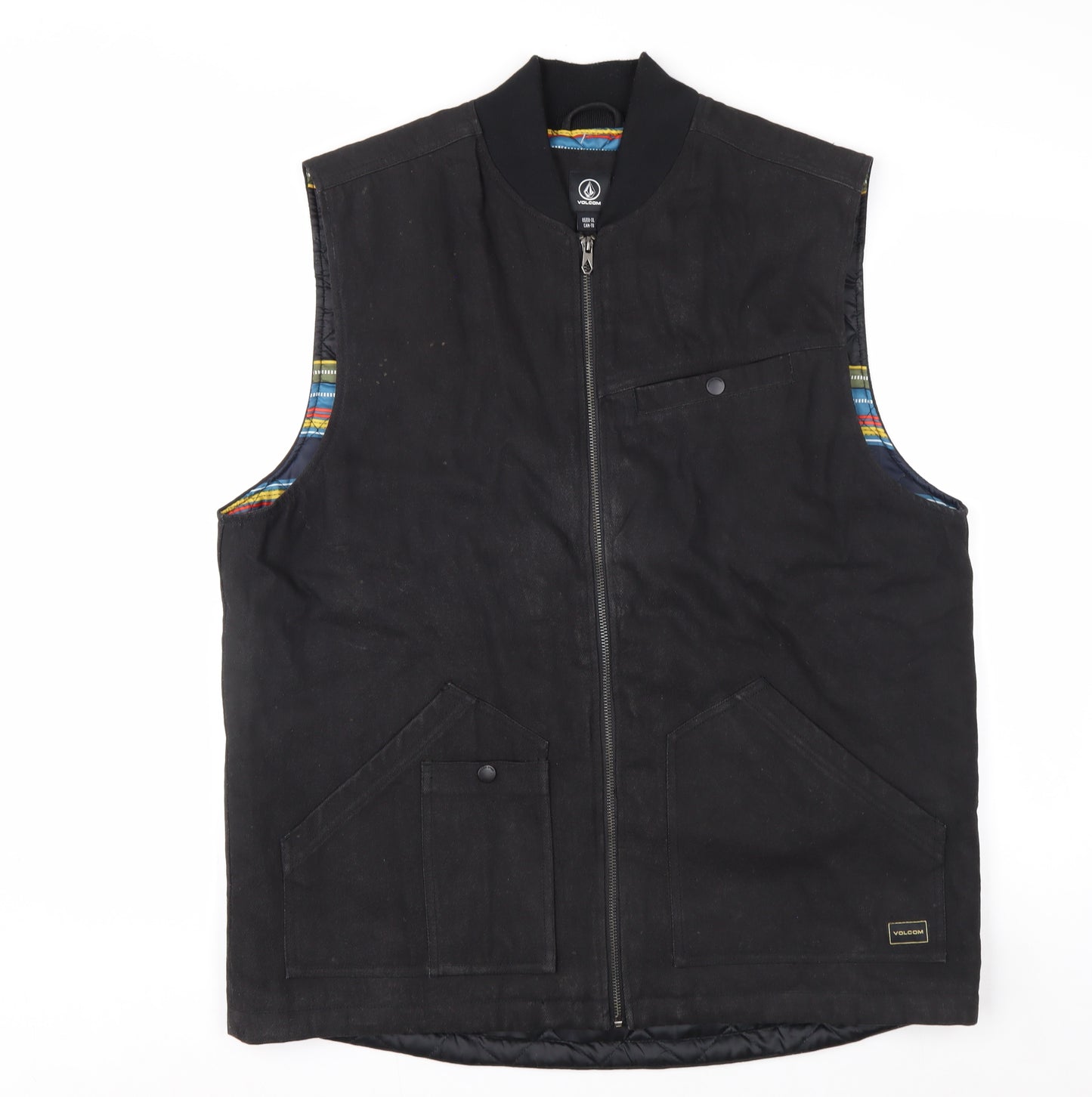 Volcom Men’s Black XL Lined Cotton Canvas Bodywarmer Waistcoat