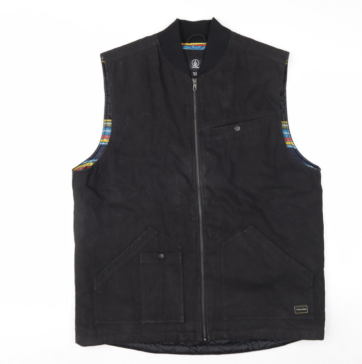 Volcom Men’s Black XL Lined Cotton Canvas Bodywarmer Waistcoat