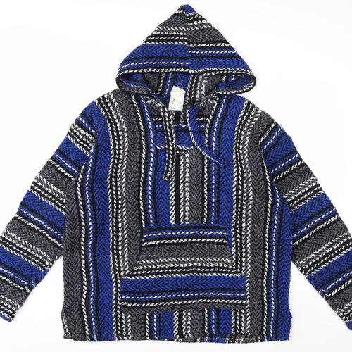 Orijinal Men’s Blue Striped Pullover Baja Hoodie M Relaxed Fit