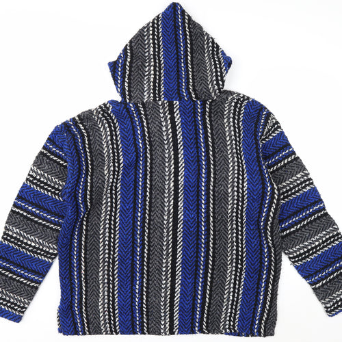 Orijinal Men’s Blue Striped Pullover Baja Hoodie M Relaxed Fit