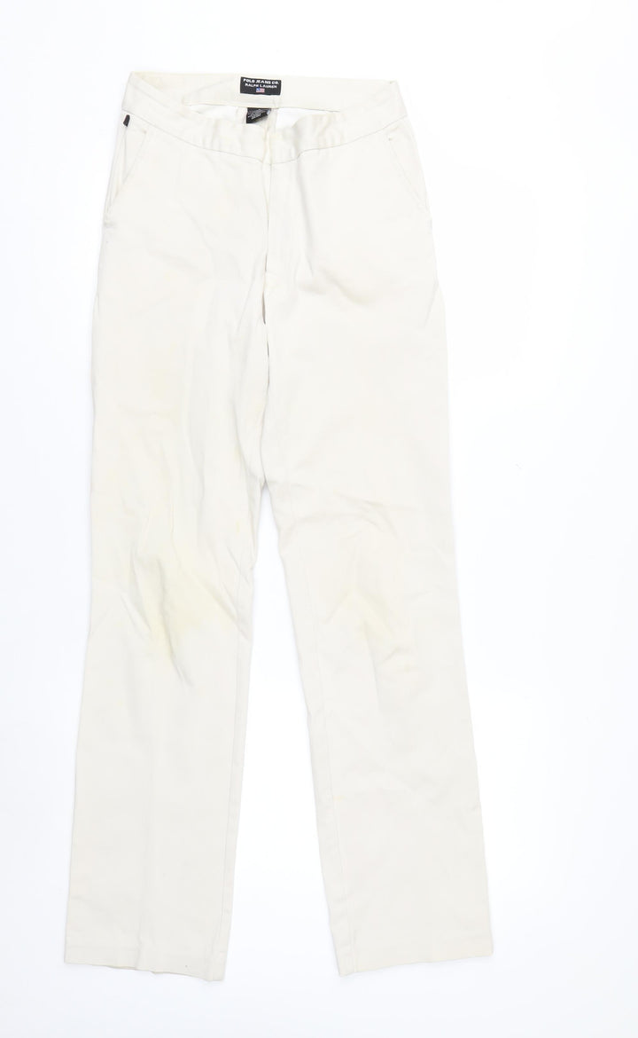 Ralph Lauren Women Beige Chino Trousers Size 4 Cotton Stretch
