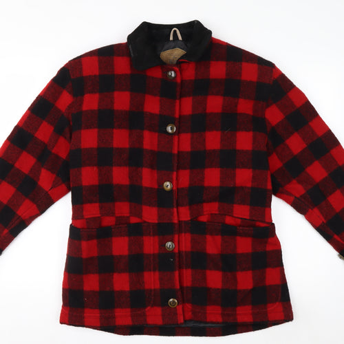 Woolrich Men’s Red Black Checked Wool Jacket Small Outdoor Workwear