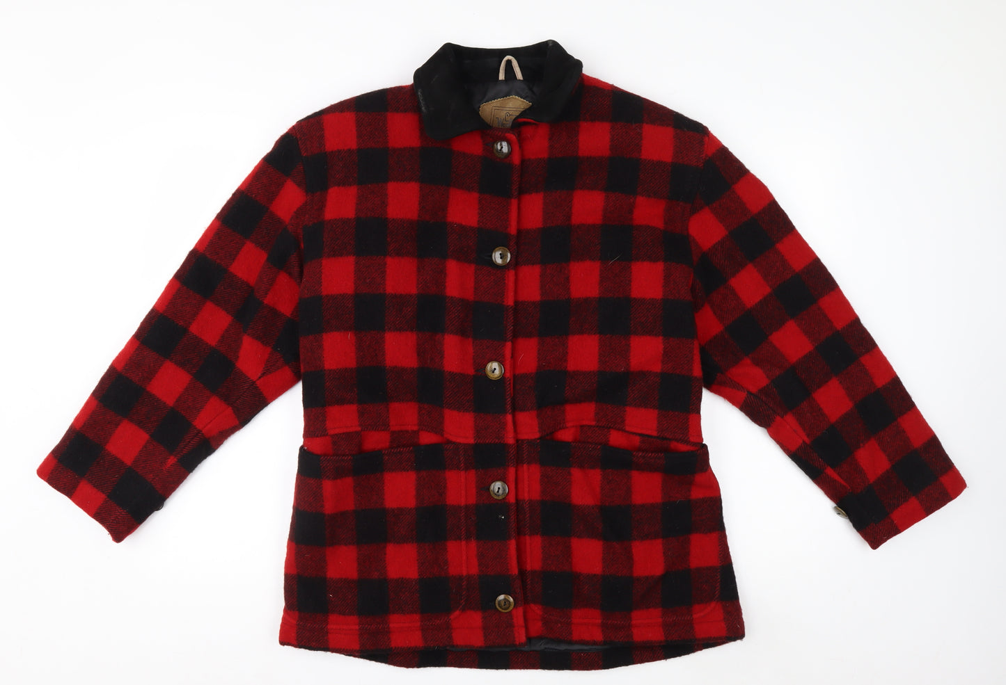 Woolrich Men’s Red Black Checked Wool Jacket Small Outdoor Workwear