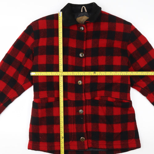 Woolrich Men’s Red Black Checked Wool Jacket Small Outdoor Workwear