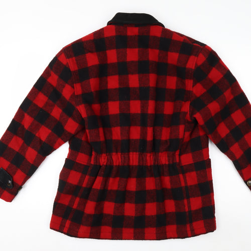Woolrich Men’s Red Black Checked Wool Jacket Small Outdoor Workwear