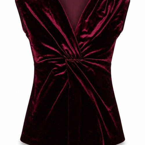 New York & Company Women's Red Velvet Wrap Blouse Size S