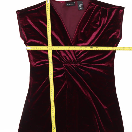 New York & Company Women's Red Velvet Wrap Blouse Size S