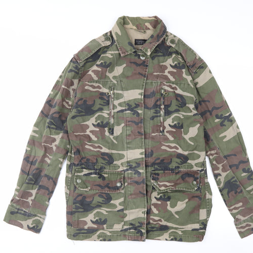 Topshop Women's Green Camouflage Military Jacket UK 8